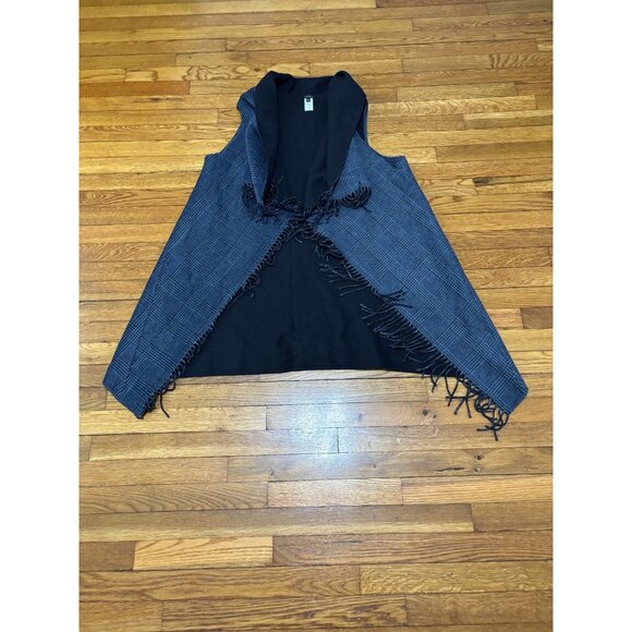 Talbots Womens Open Front Sweater Sleeveless Shawl Cardigan Sz M/L Blue Fleece - Picture 1 of 8
